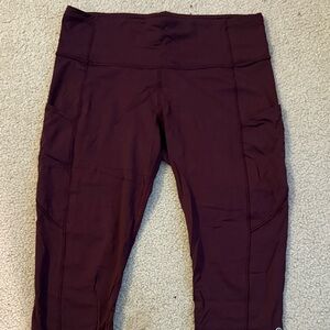 Lululemon Athletica Maroon 3/4 Leggings